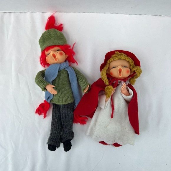 Unknown Other - Vintage Christmas Caroler Dolls Made In Hong Kong 11"